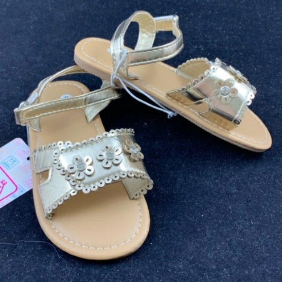 NEW! TODDLER GIRLS METALLIC GOLD SANDALS SIZE 6 - Picture 1 of 3